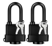 YIMSGO Weatherproof Outdoor Padlock Keyed Alike, Plastic Covered Heavy Duty Laminated Steel, Squire Yale Weather Waterproof Pad Lock with Same Key for Shed Warehouse Gate Locker Truck (2 Black)