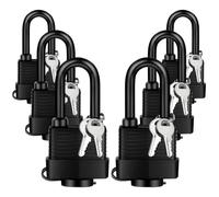 YIMSGO Weatherproof Outdoor Padlock Keyed Alike, Plastic Covered Heavy Duty Laminated Steel, Squire Yale Weather Waterproof Pad Lock with Same Key for Shed Warehouse Gate Locker Truck (6 Black)
