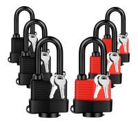 YIMSGO Weatherproof Outdoor Padlock Keyed Alike, Plastic Covered Heavy Duty Laminated Steel, Squire Yale Weather Waterproof Pad Lock with Same Key for Shed Warehouse Gate Locker Truck (3 Red/3 Black)