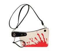 Yimuzche Bloody Handbag Knife for Women, Synthetic Leather Shoulder Bag for Halloween Party Cosplay Accessory, white, 36*18 cm