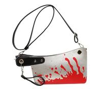 Yimuzche Bloody Handbag Knife for Women, Synthetic Leather Shoulder Bag for Halloween Party Cosplay Accessory, Silver, 36*18 cm