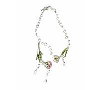 Yimuzche Botanical Flower Necklace for Women, Handmade Dew Drop Statement Necklace, Nature Inspired Floral Jewellery, Fairycore Cottagecore Necklace, Unique Gift for Her