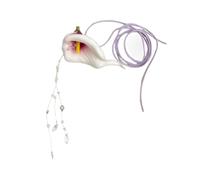 Yimuzche Necklaces Flower for Women, Calla Lily Flowers Choker Necklace Colorful Adjustable, Ribbon Wrap Pearl Crystal Tassel Jewelry Gifts (Purple)