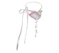 Yimuzche Necklaces Flower for Women, Calla Lily Flowers Choker Necklace Colorful Adjustable, Ribbon Wrap Pearl Crystal Tassel Jewelry Gifts (Pink2)