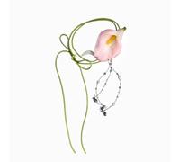 Yimuzche Necklaces Flower for Women, Calla Lily Flowers Choker Necklace Colorful Adjustable, Ribbon Wrap Pearl Crystal Tassel Jewelry Gifts (Pink 1)