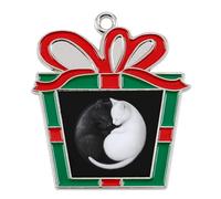 Yin And Yang Cat Funny Christmas Pendant Charms Metal Hanging Xmas Tree Ornament Necklace Jewelry Trapezoid