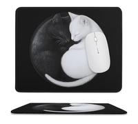 Yin And Yang Cat Trendy Gaming Mouse Pad Rubber Base Non-Slip Large Desk Mat Home Office 9.8"x11.8"