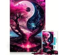 Yin And Yang Cherry Tree 1000 Piece Jigsaws for Adults Brain Sharp Game Smooth Burr Free Surface Fascinating Hobby for Idle Moments (38x26cm)