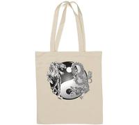 Yin And Yang Chinese Dragon Fire Symbol Tiger Natural Cotton Tote Bag White