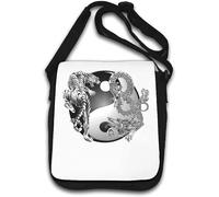 Yin And Yang Chinese Dragon Fire Symbol Tiger Shoulder Bag White