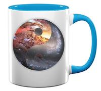 Yin and Yang Cosmic Nebula Art Ceramic Tea Coffee Mug Light Blue
