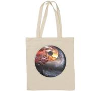 Yin and Yang Cosmic Nebula Art Natural Cotton Tote Bag White