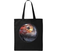 Yin and Yang Cosmic Nebula Art Natural Ecological Cotton Tote Bag Black