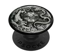 Yin And Yang Dragon And Tiger Aesthetic Graphic PopSockets Adhesive PopGrip