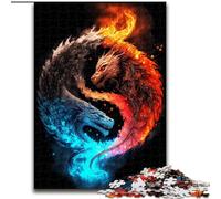 Yin And Yang Dragon Jigsaw Puzzles for Adults, Stress Reliever Staycation Kill Time with Matching Poster And Trivia Sheet (50x75cm)