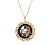 Yin And Yang Dragon Tiger Necklace for Women Adjustable Jewelry Pendant for Mom Wife Girlfriend Gifts Golden-style