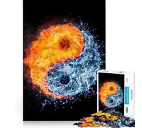 Yin And Yang Fire And Wate Adult Jigsaw1000 Pieces Cognitive Train Game Tight Interlock No Gaps Calming Mental Break Activity (50x75cm)
