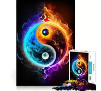 Yin And Yang Four Elements Jigsaw Puzzle1000 Pieces Thinking Skill Game Seamless Fit Precise Pieces Family Fun Night Activity (38x52cm)