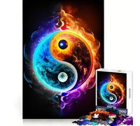 Yin And Yang Four Elements Jigsaw Puzzles for Adults 1000 Memory Training Time Well Spent Precise Edges Best Gift (50x75cm)