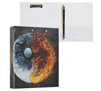 Yin and Yang Ice and Fire (1) 3-Ring Binder 1.5 Inch, PVC Material Document Organizer with D-Ring and Clear View Pocket for Office Supplies-1 Pack
