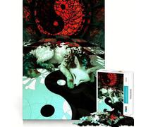 Yin And Yang Kitsune 1000 Jigsaw Puzzle Cognitive Fun Play Clean Cut Sturdy Components Quiet Time Mind Exercise at Home (50x75cm)