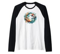 Yin and Yang Koi Carp Fish Orange Blue Zen Balance Harmony Raglan Baseball Tee
