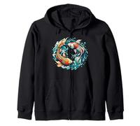 Yin and Yang Koi Carp Fish Orange Blue Zen Balance Harmony Zip Hoodie