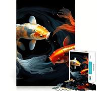 Yin And Yang Koi Fish 1000 Piece Jigsaws for Adults Mind Train Fun Precision Cut Smooth Edges Absorbing Activity for Quiet Nights (50x75cm)