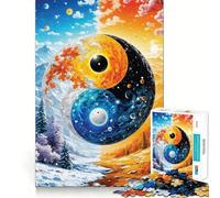 Yin And Yang Landscape Jigsaw Puzzle 1000 Logic Thinking Play Expert Cutting Craftsmanship Quiet Time Mind Exercise at Home (50x75cm)