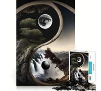 Yin And Yang Landscape Jigsaw Puzzle 1000 Piece Mental Fun Game No Gap Tight Fitting Design for Family Gatherings (38x52cm)