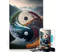 Yin And Yang Landscape Jigsaw Puzzles for Teenagers 1000 Mental Fun Game Clean Seamless Connection Engaging Way to Pass Free Hours (50x75cm)