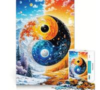 Yin And Yang Landscape Jigsaw Puzzles1000 Pieces Cognitive Boost Fun Burr Free Clean Cut Pieces Holiday Indoor Entertainment Toy (38x26cm)