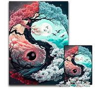 Yin And Yang Lunar Eclipse 1000 Piece Puzzle Wooden Puzzles Family Fun Activity Brain Challenge for Teenager 1000 PCS(75x50cm)