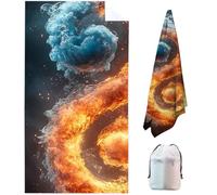 Yin and Yang Microfibre Beach Towels for Adults Extra Large, 180 x 90 cm Yellow Quick Dry Beach Towel with Storage Bag Lightweight Swimming Towel, Sand Free Sun Lounger Towels for Travel, Holiday OI-U