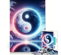 Yin And Yang Moon 1000-piece Puzzle for Teenagers Focus Memory Game Professional Grade Cutting Relaxing Indoor Group Activity (50x75cm)
