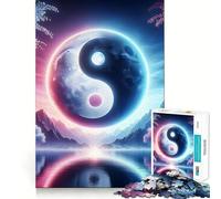 Yin And Yang Moon Jigsaw Puzzle 1000 Piece Mental Exercise Fun Seamless Fit Precise Pieces Engaging Way to Pass Free Hours (38x26cm)