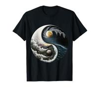 Yin and Yang Mountain Aesthetic Moon European Beach T-Shirt