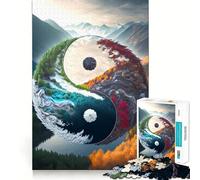 Yin And Yang Mountains Adult Jigsaw1000 Pieces Mental Recall Game High Accuracy Cutting Craft Quiet Time Mind Exercise at Home (50x75cm)