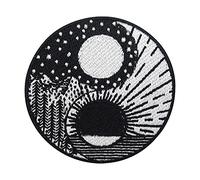 Yin and Yang, Mountains & sea, Moon & Sun Iron-on Patch | Tree Embroidery Patch, Hiker Iron on Patches, Vacation ironable Patch, Outdoor Badges Finally Home