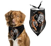 Yin And Yang Orange Tiger White Cute Dog Bandanna Scarf Printed Adjustable Triangle Pet Kerchief for Dogs And Cats
