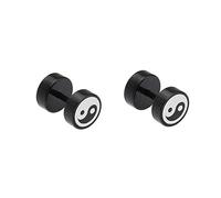 Yin and Yang Stud Earrings 8mm Taichi Screw Balance Gauges Stainless Steel Pierced Earrings for Men Women
