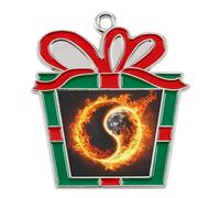 Yin And Yang Sun & Moon Funny Christmas Pendant Charms Metal Hanging Xmas Tree Ornament Necklace Jewelry Circular
