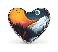 Yin And Yang Symbol on Nature Badge Heart Shape Cute Brooch Pins Button Badges for Backpack Jackets Hats Decor