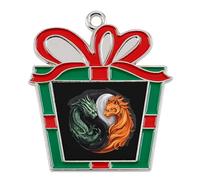 Yin And Yang Tiger Dragon Funny Christmas Pendant Charms Metal Hanging Xmas Tree Ornament Necklace Jewelry Circular