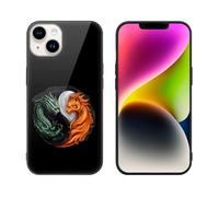 Yin And Yang Tiger Dragon Printed Phone Case Unisex Cute Trendy Glass Cellphone Protective Cover Compatible with iPhone 14/14 Pro/14 Pro Max/14 Plus