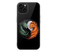 Yin And Yang Tiger Dragon Printed Phone Case Unisex Cute Trendy Glass Cellphone Protective Cover Compatible with iPhone 15/15 Pro/15 Pro Max/15 Plus