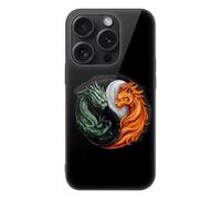 Yin And Yang Tiger Dragon Printed Phone Case Unisex Cute Trendy Glass Cellphone Protective Cover Compatible with iPhone 15/15 Pro/15 Pro Max/15 Plus