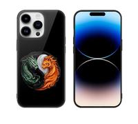 Yin And Yang Tiger Dragon Printed Phone Case Unisex Cute Trendy Glass Cellphone Protective Cover Compatible with iPhone 14/14 Pro/14 Pro Max/14 Plus
