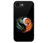 Yin And Yang Tiger Dragon Printed Phone Case Unisex Cute Trendy Glass Cellphone Protective Cover Compatible with iPhone 16/16 Pro/16 Pro Max/16 Plus/16 E