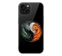 Yin And Yang Tiger Dragon Printed Phone Case Unisex Cute Trendy Glass Cellphone Protective Cover Compatible with iPhone 15/15 Pro/15 Pro Max/15 Plus